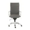 Copenhagen Grey Faux Leather And Chrome High Back Desk Chair -Furniluxe 282822 grey leather office chair signature 01