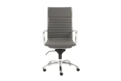 Copenhagen Grey Faux Leather And Chrome High Back Desk Chair