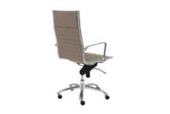 Copenhagen Taupe Faux Leather And Chrome High Back Desk Chair -Furniluxe 282823 grey leather office chair detail 46