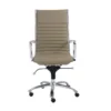 Copenhagen Taupe Faux Leather And Chrome High Back Desk Chair -Furniluxe 282823 grey leather office chair signature 01