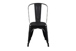 Wates Matte Black Stacking Metal Cafe Chair Set Of 4