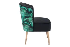 Black Velvet And Tropical Print Accent Chair -Furniluxe 283849 black metal accent chair detail 44
