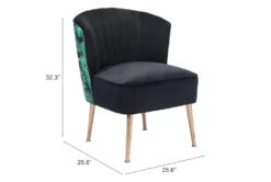 Black Velvet And Tropical Print Accent Chair -Furniluxe 283849 black metal accent chair detail 52