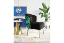 Black Velvet And Tropical Print Accent Chair -Furniluxe 283849 black metal accent chair room 85