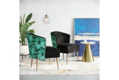 Black Velvet And Tropical Print Accent Chair -Furniluxe 283849 black metal accent chair room 86