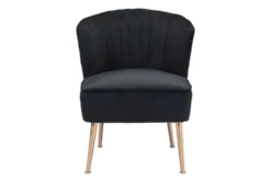 Black Velvet And Tropical Print Accent Chair -Furniluxe 283849 black polyester accent chair detail 54