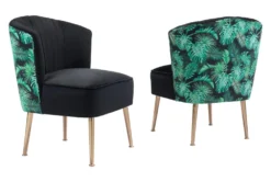 Black Velvet And Tropical Print Accent Chair -Furniluxe 283849 black polyester accent chair detail 57
