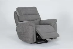 Harvest Boulder Grey Power Lift Recliner With Power Headrest, Lumbar & USB -Furniluxe 284078 brown fabric lift side 19