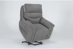 Harvest Boulder Grey Power Lift Recliner With Power Headrest, Lumbar & USB -Furniluxe 284078 brown fabric lift side 20