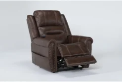 Oscar Saddle Power Lift Recliner With Power Headrest, Lumbar & USB -Furniluxe 286169 brown fabric lift side 19