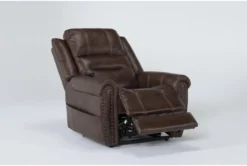 Oscar Saddle Power Lift Recliner With Power Headrest, Lumbar & USB -Furniluxe 286169 brown fabric lift side 20
