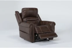 Oscar Saddle Power Lift Recliner With Power Headrest, Lumbar & USB -Furniluxe 286169 brown fabric lift side 21