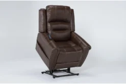 Oscar Saddle Power Lift Recliner With Power Headrest, Lumbar & USB -Furniluxe 286169 brown fabric lift side 22