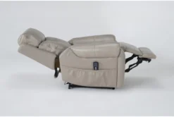 Carl Taupe Leather Power Lift Recliner With Power Headrest & Heat -Furniluxe 286565 brown leather lift recline 23
