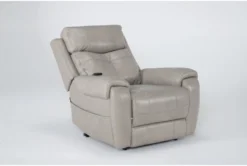 Carl Taupe Leather Power Lift Recliner With Power Headrest & Heat -Furniluxe 286565 brown leather lift side 19