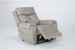 Carl Taupe Leather Power Lift Recliner With Power Headrest & Heat -Furniluxe 286565 brown leather lift side 20