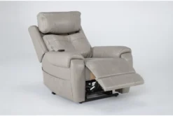 Carl Taupe Leather Power Lift Recliner With Power Headrest & Heat -Furniluxe 286565 brown leather lift side 21