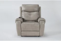 Carl Taupe Leather Power Lift Recliner With Power Headrest & Heat