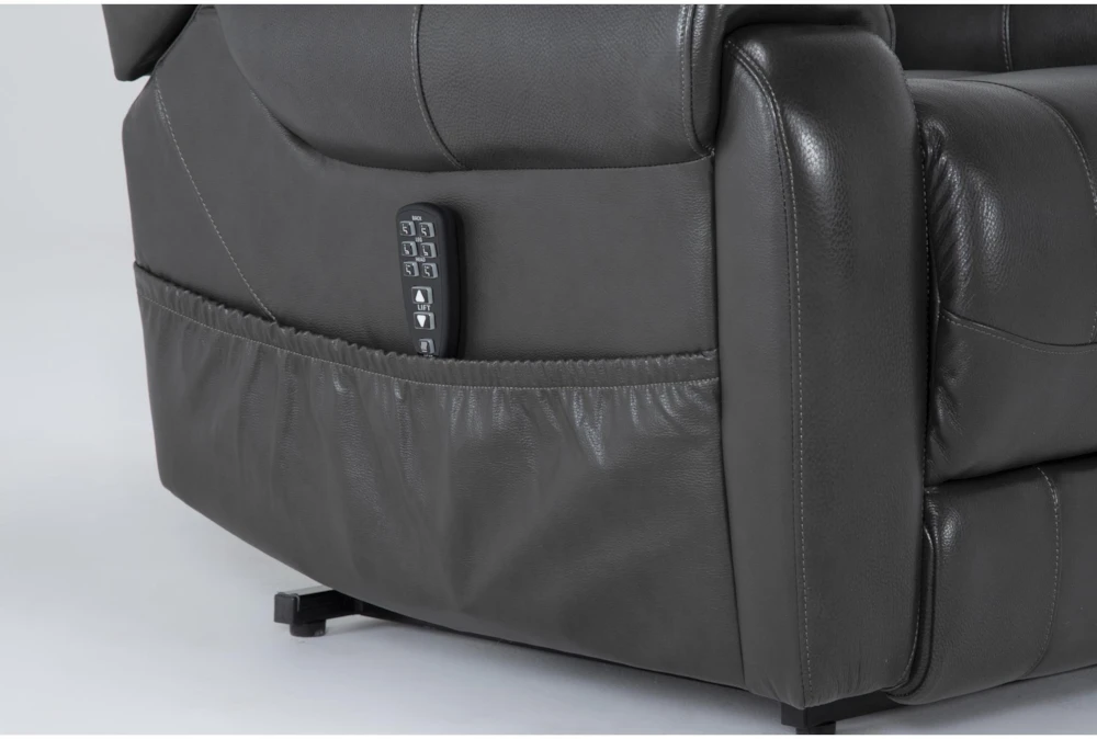 Carl Dark Grey Leather Power Lift Recliner With Power Headrest & Heat 11 Carl Dark Grey Leather Power Lift Recliner With Power Headrest & Heat - Image 9