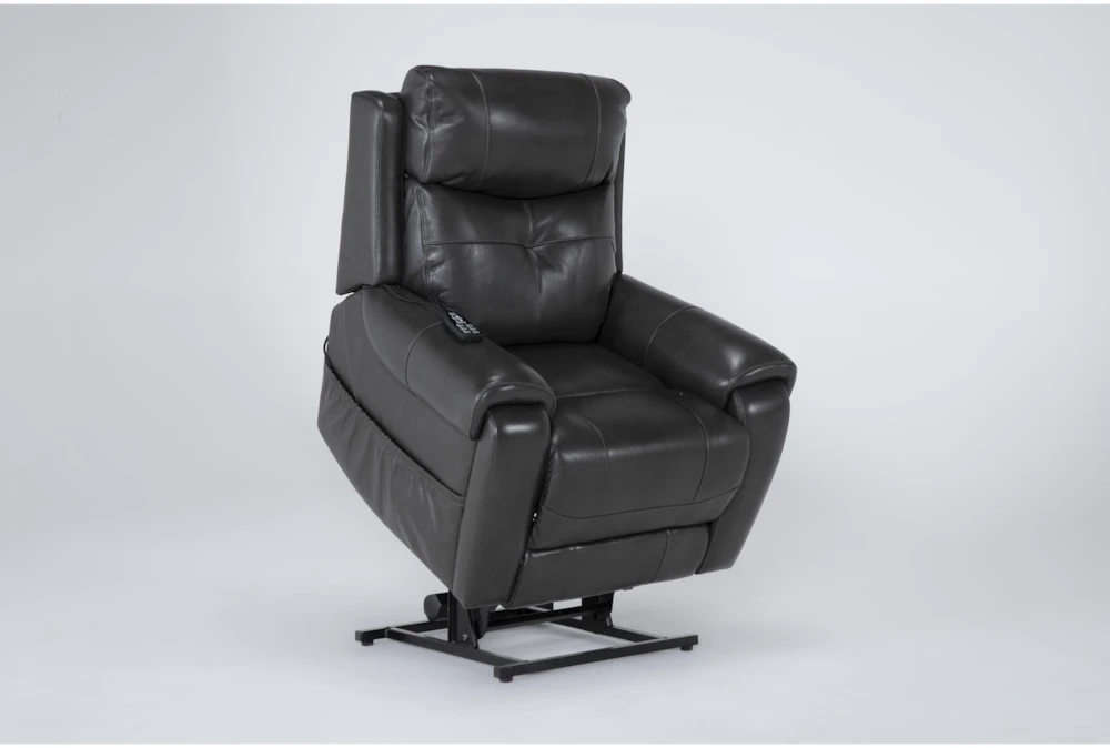 Carl Dark Grey Leather Power Lift Recliner With Power Headrest & Heat 9 Carl Dark Grey Leather Power Lift Recliner With Power Headrest & Heat - Image 7