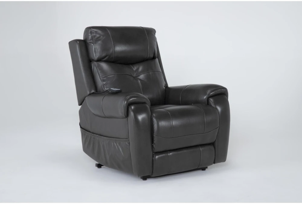 Carl Dark Grey Leather Power Lift Recliner With Power Headrest & Heat 4 Carl Dark Grey Leather Power Lift Recliner With Power Headrest & Heat - Image 2