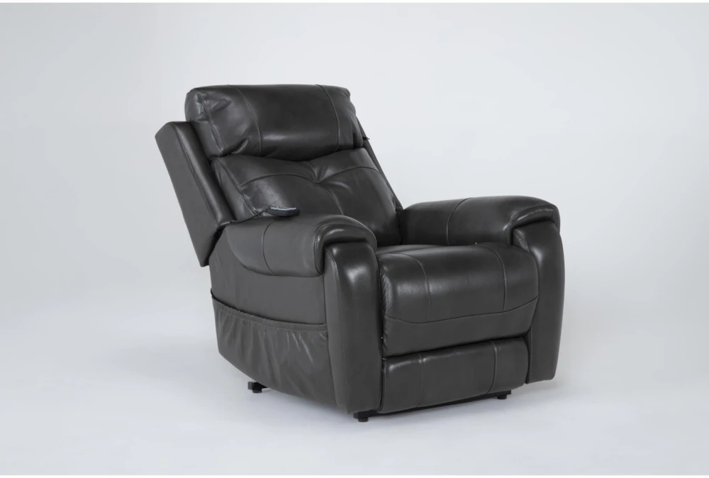 Carl Dark Grey Leather Power Lift Recliner With Power Headrest & Heat 5 Carl Dark Grey Leather Power Lift Recliner With Power Headrest & Heat - Image 3
