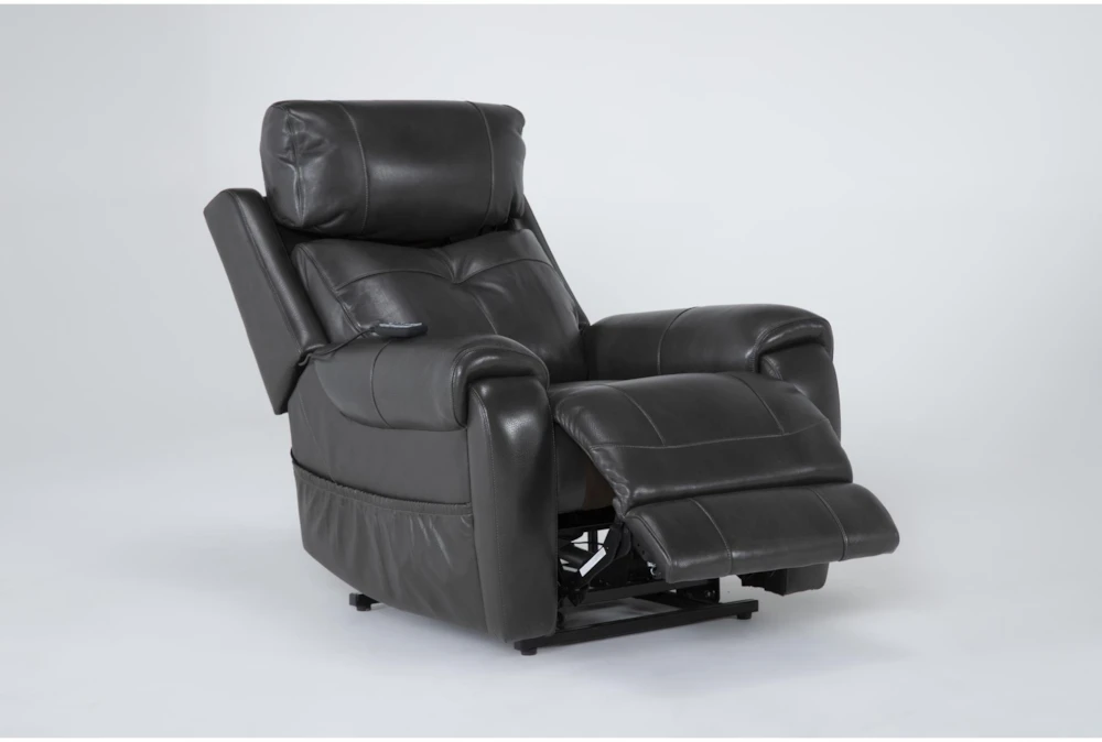 Carl Dark Grey Leather Power Lift Recliner With Power Headrest & Heat 7 Carl Dark Grey Leather Power Lift Recliner With Power Headrest & Heat - Image 5
