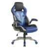 Optimus Blue/Black Gaming Chair With Flip Up Padded Armrests -Furniluxe 289881 blue polyurethane gaming chair signature 01