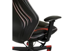 Spectrum Black Gaming Chair With Red Accents, Adjustable Height Armrests & Battery Operated Led Lights -Furniluxe 289893 red polyurethane gaming chair detail 45