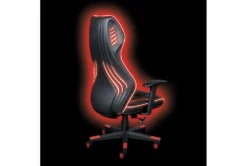Spectrum Black Gaming Chair With Red Accents, Adjustable Height Armrests & Battery Operated Led Lights -Furniluxe 289893 red polyurethane gaming chair detail 46