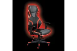 Spectrum Black Gaming Chair With Red Accents, Adjustable Height Armrests & Battery Operated Led Lights