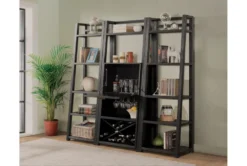 Regis Black 72" Angled Bookshelf -Furniluxe 292516 black wood bookcase room 85
