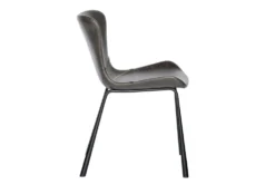 Eliza Dining Chair Dk Gray Baseball Stitching, Powder Coated Steel Legs Set Of 2 -Furniluxe 294675 grey leather dining chair detail 45