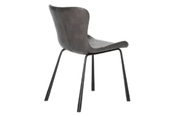 Eliza Dining Chair Dk Gray Baseball Stitching, Powder Coated Steel Legs Set Of 2 -Furniluxe 294675 grey leather dining chair detail 46