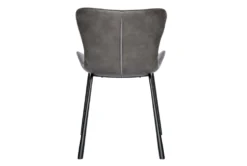 Eliza Dining Chair Dk Gray Baseball Stitching, Powder Coated Steel Legs Set Of 2 -Furniluxe 294675 grey leather dining chair detail 47