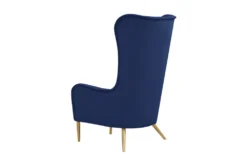 Macey Navy Velvet Wingback Accent Chair -Furniluxe 294766 blue fabric accent chair back 82