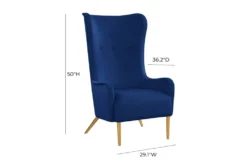 Macey Navy Velvet Wingback Accent Chair -Furniluxe 294766 blue fabric accent chair detail 44