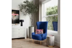 Macey Navy Velvet Wingback Accent Chair -Furniluxe 294766 blue fabric accent chair room 85