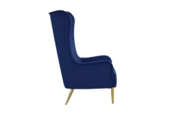 Macey Navy Velvet Wingback Accent Chair -Furniluxe 294766 blue fabric accent chair side 14