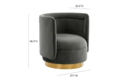 Clarke Dark Grey Velvet Swivel Accent Chair -Furniluxe 294785 grey fabric swivel detail 44