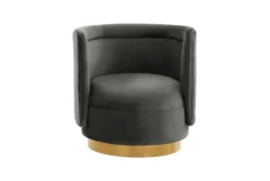 Clarke Dark Grey Velvet Swivel Accent Chair -Furniluxe 294785 grey fabric swivel front 02