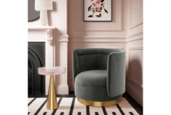 Clarke Dark Grey Velvet Swivel Accent Chair -Furniluxe 294785 grey fabric swivel room 85