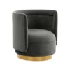 Clarke Dark Grey Velvet Swivel Accent Chair -Furniluxe 294785 grey fabric swivel signature 01
