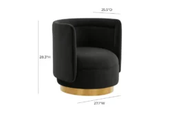 Clarke Black Velvet Swivel Accent Chair -Furniluxe 294788 black fabric swivel front 03