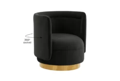 Clarke Black Velvet Swivel Accent Chair -Furniluxe 294788 black fabric swivel front 04