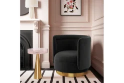 Clarke Black Velvet Swivel Accent Chair -Furniluxe 294788 black fabric swivel room 85