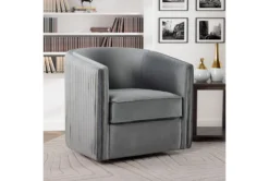 Darby Grey Velvet Swivel Accent Chair -Furniluxe 296319 grey velvet swivel room 85