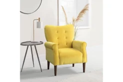 Magdala Yellow Accent Chair -Furniluxe 296934 yellow velvet accent chair room 86