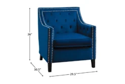 Cecelia Navy Accent Chair -Furniluxe 296940 blue velvet accent chair detail 44
