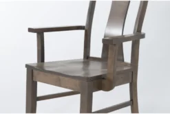 Farmlyn Oatmeal Dining Arm Chair -Furniluxe 297395 brown wood dining chair detail 442